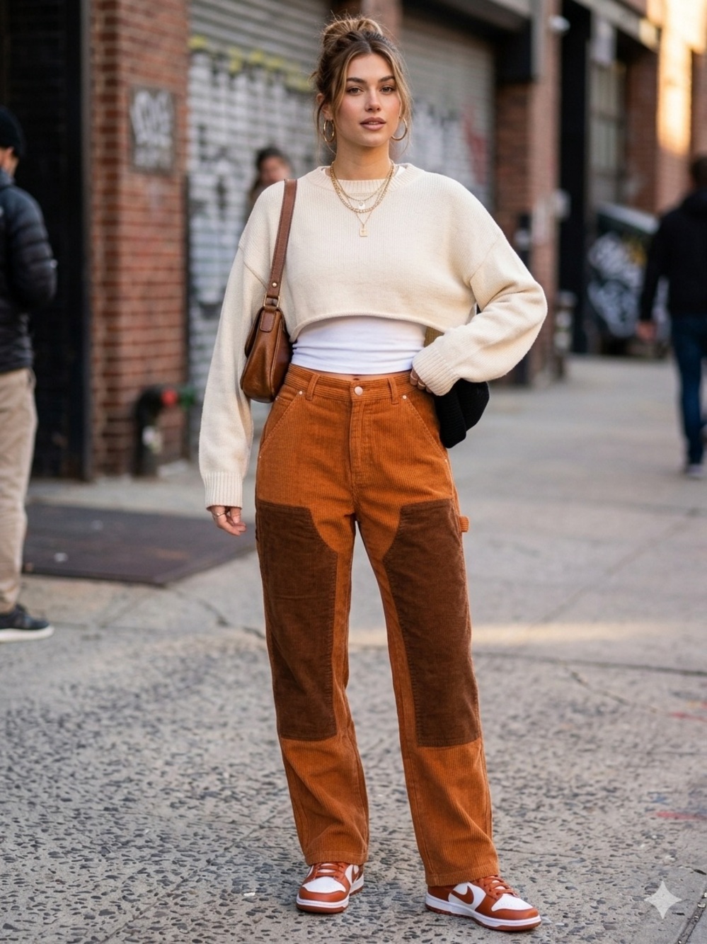 #171 Angel Kiss Color block Corduroy Carpenter Pants